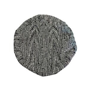 Meredith Smith Handwoven Beret Hat Black White‎ Geometric Design Purple Lined